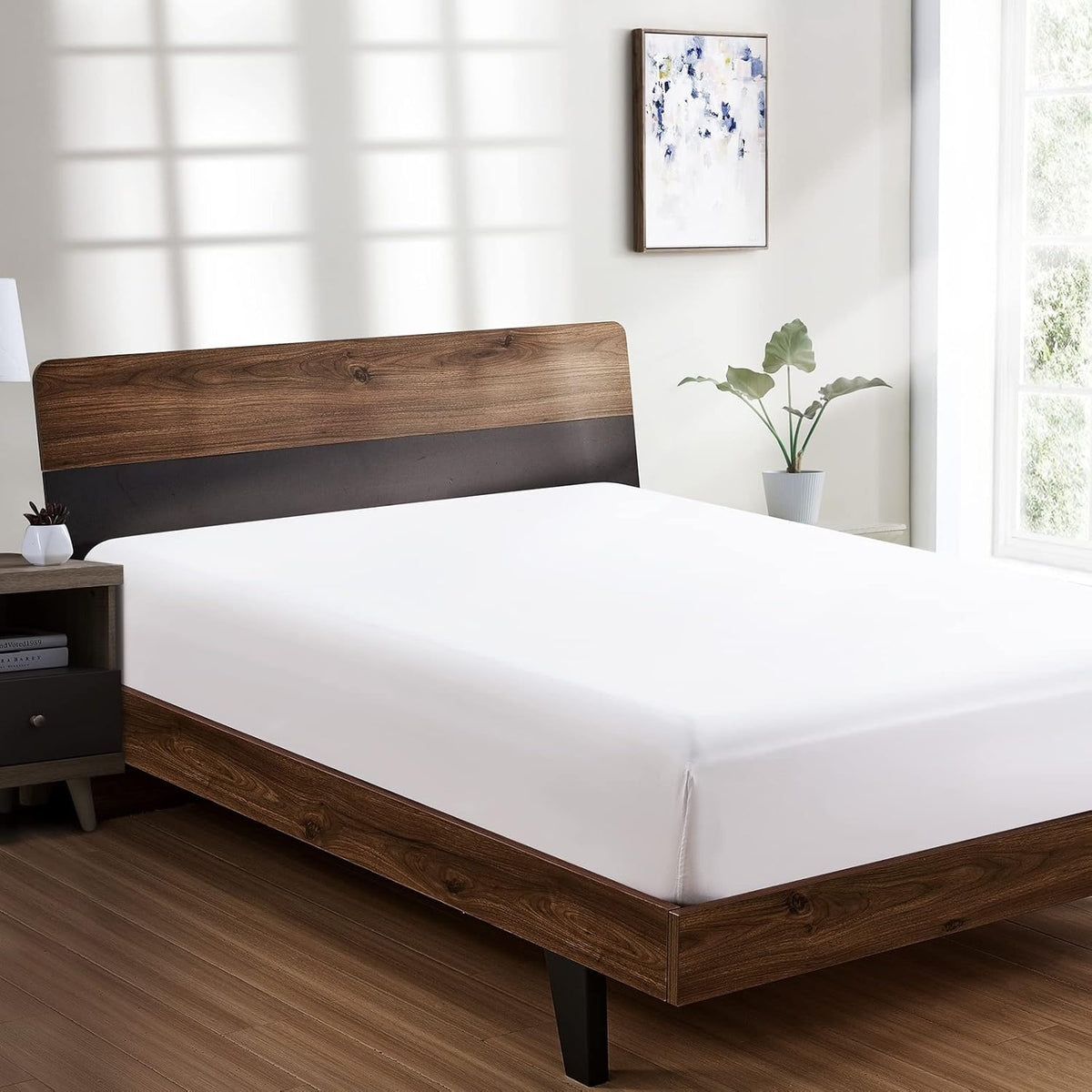 FreshCulture Twin Fitted Sheet front view white luxury bedding