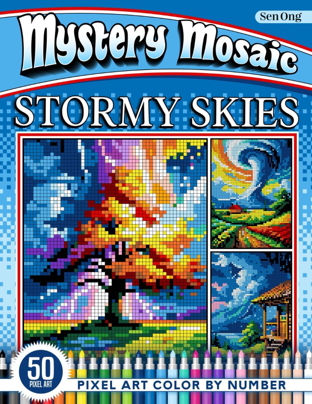 Stormy Skies Mystery Mosaics Color by Number: 50 Dramatic Scenes of Nature's Power (Mystery Mosaic Color By Number Collection) - Image 1