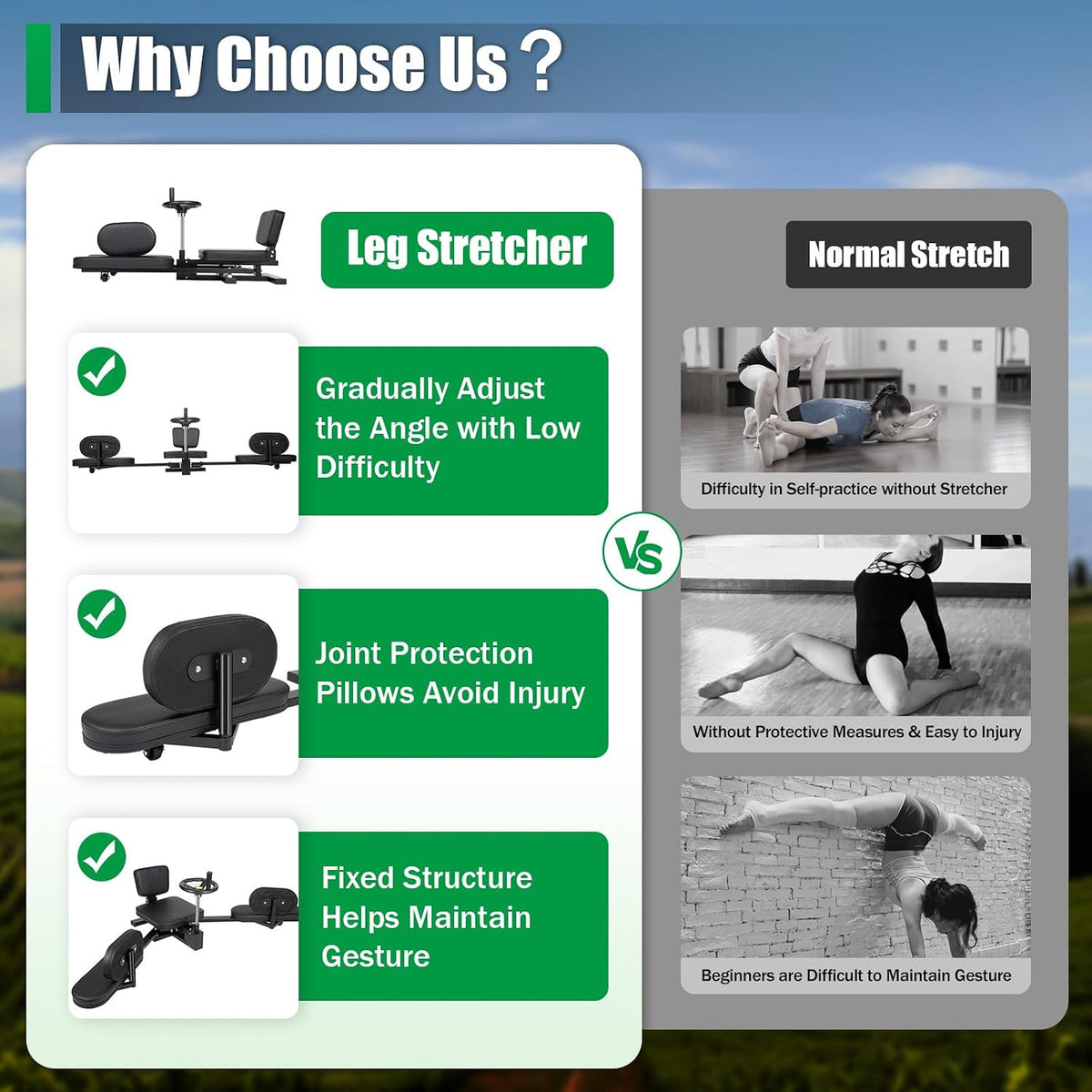 YIPONYT heavy duty leg stretcher cushioned leg supports