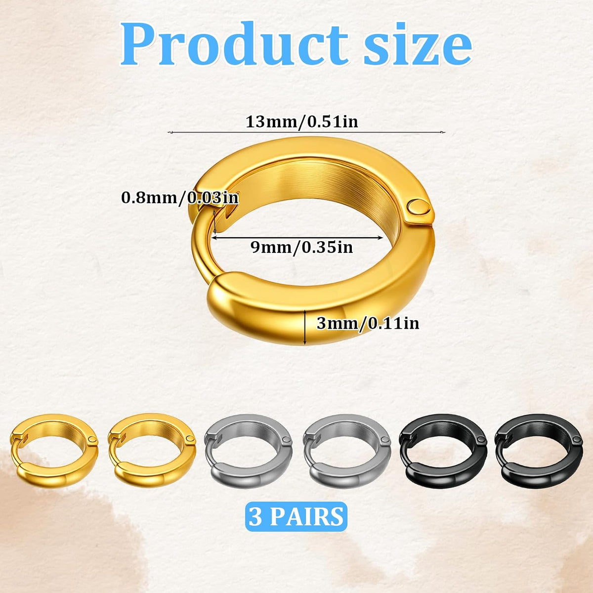 Styquenzer stainless steel huggie earrings displayed on a clean background.
