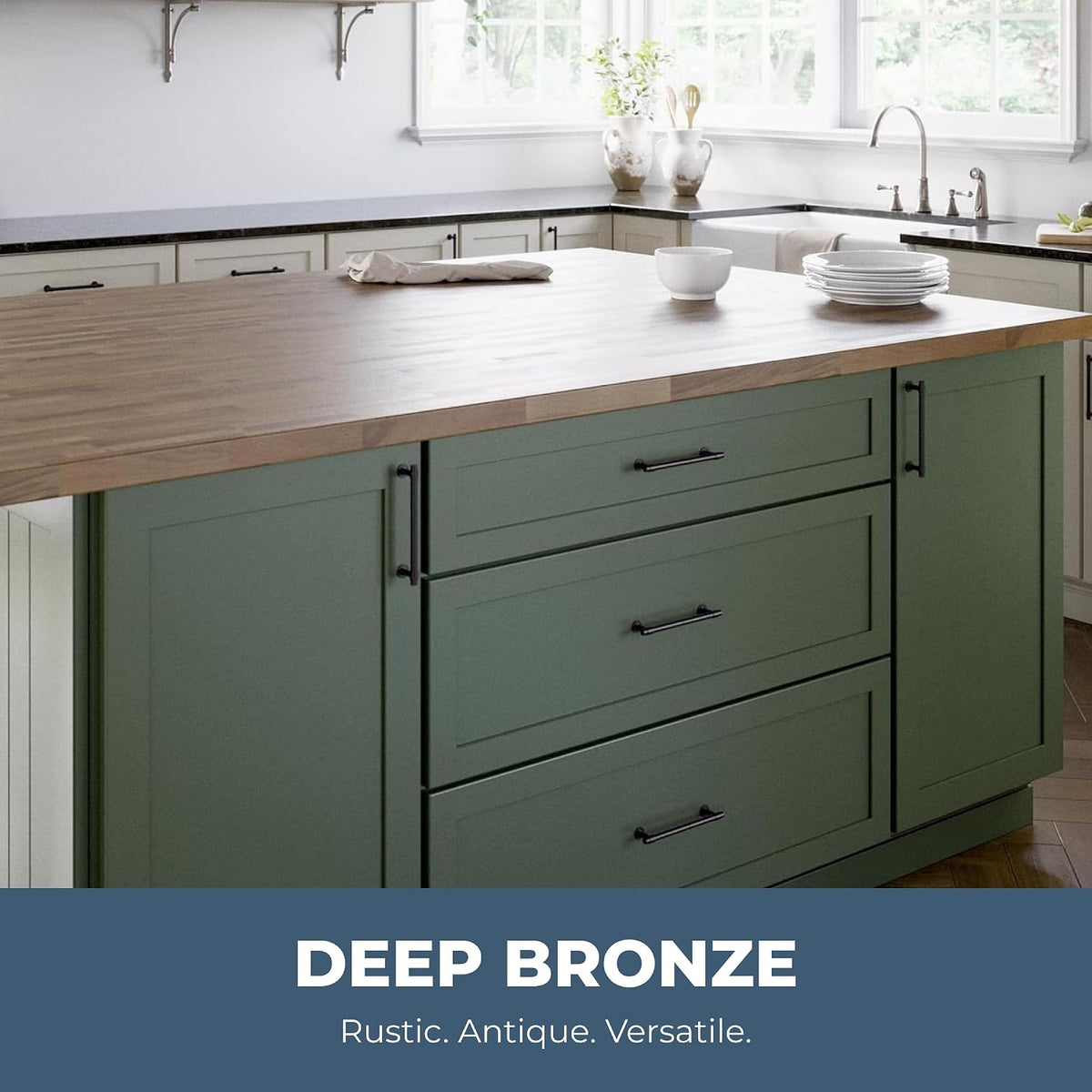 Franklin Brass Francisco handle installed on kitchen cabinet