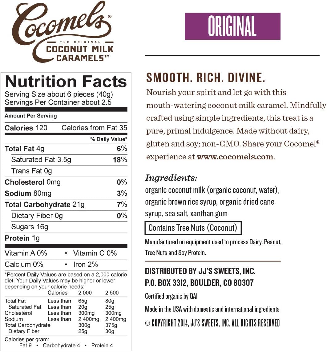 Dairy free organic coconut milk caramels individually wrapped candy