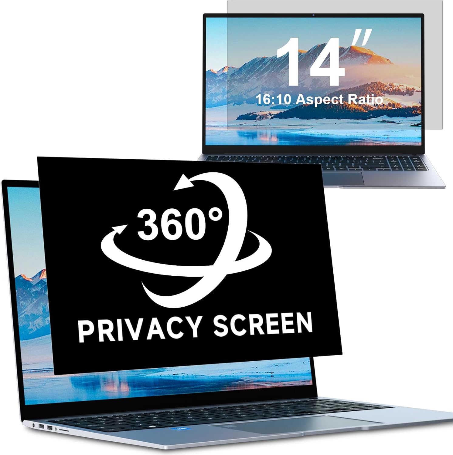ZOEGAA 4-way laptop privacy screen 14 inch front view on computer monitor