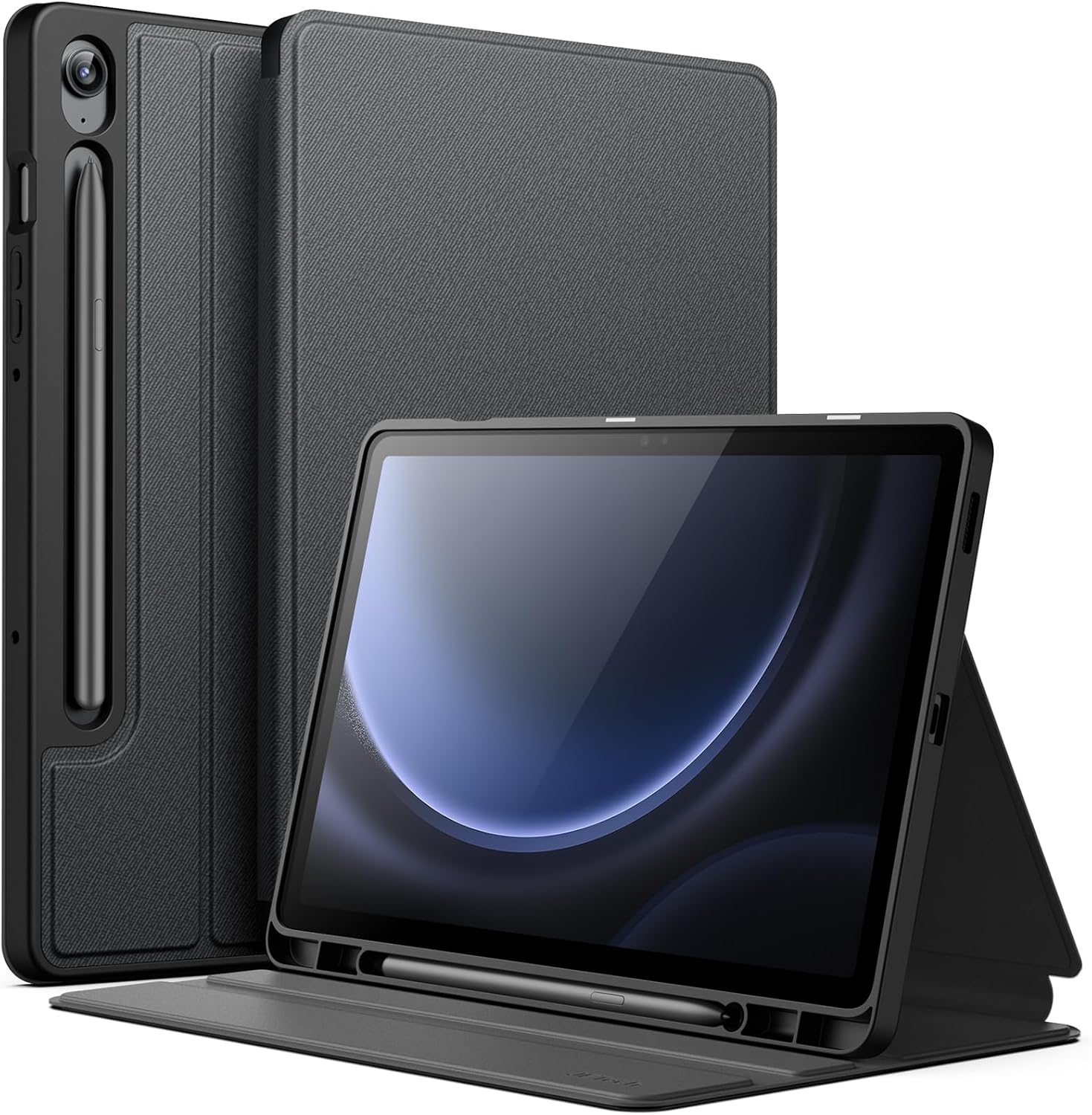 JETech Samsung Galaxy Tab S10 Lite folio case in black front view showing slim profile cover