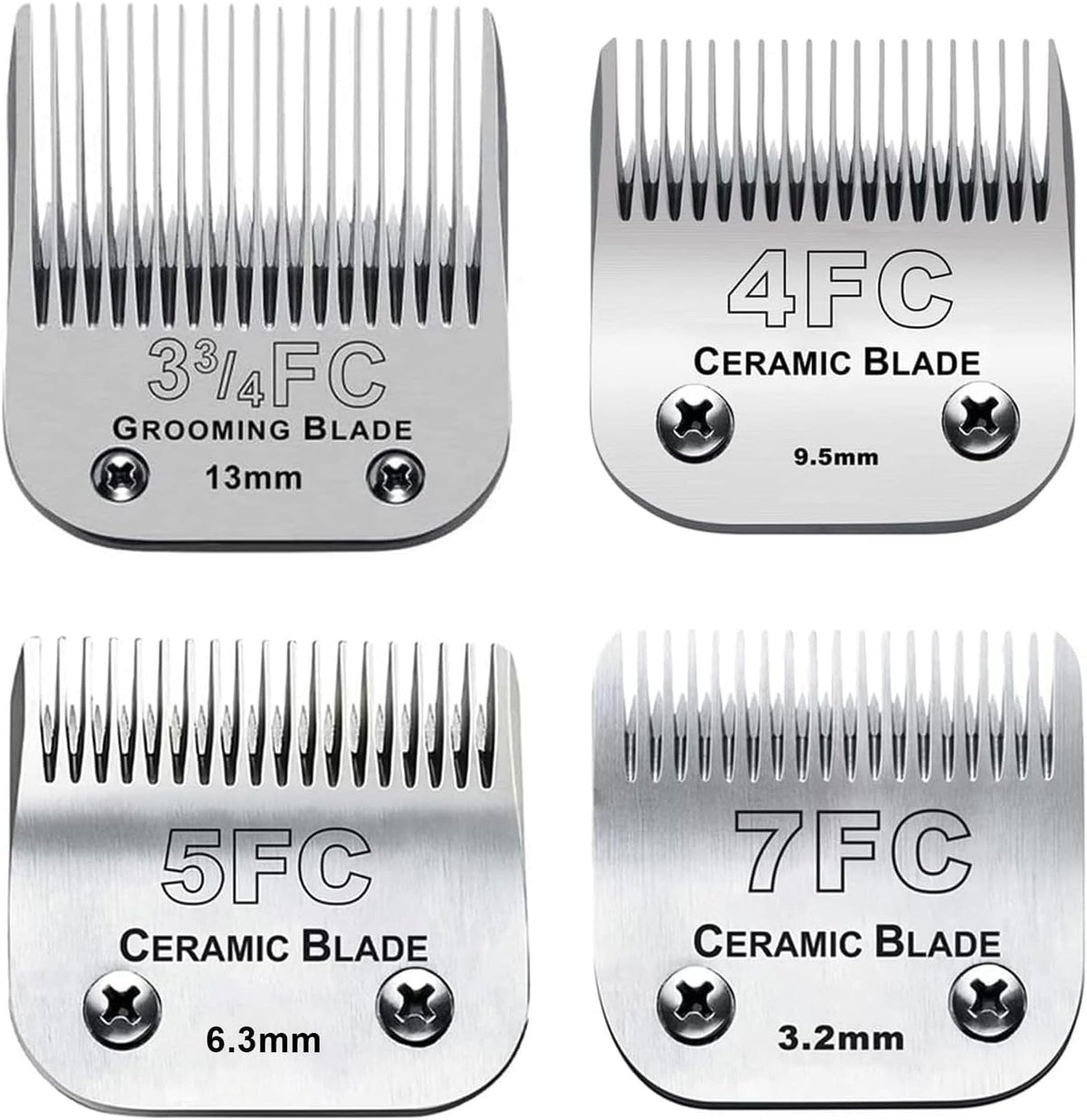 Audoc Detachable Dog Grooming Clipper Blades 4 piece kit front view