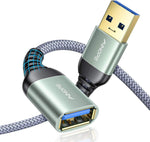 AINOPE 2 Pack USB Extensions Cable High Speed USB 3.0 Extension Cord Type A Male to Female Sturdy Braided Material Fast Data Transfer Compatible with USB Keyboard,Mouse,Flash Drive,Grey,1.5FT+1.5FT - Image 13