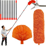 Tockrop 20 foot high reach duster kit front view with orange microfiber head