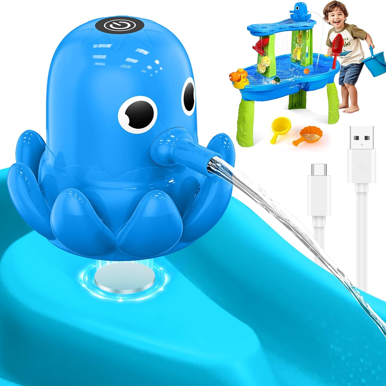 Hinastar water table pump octopus blue front view cordless rechargeable design