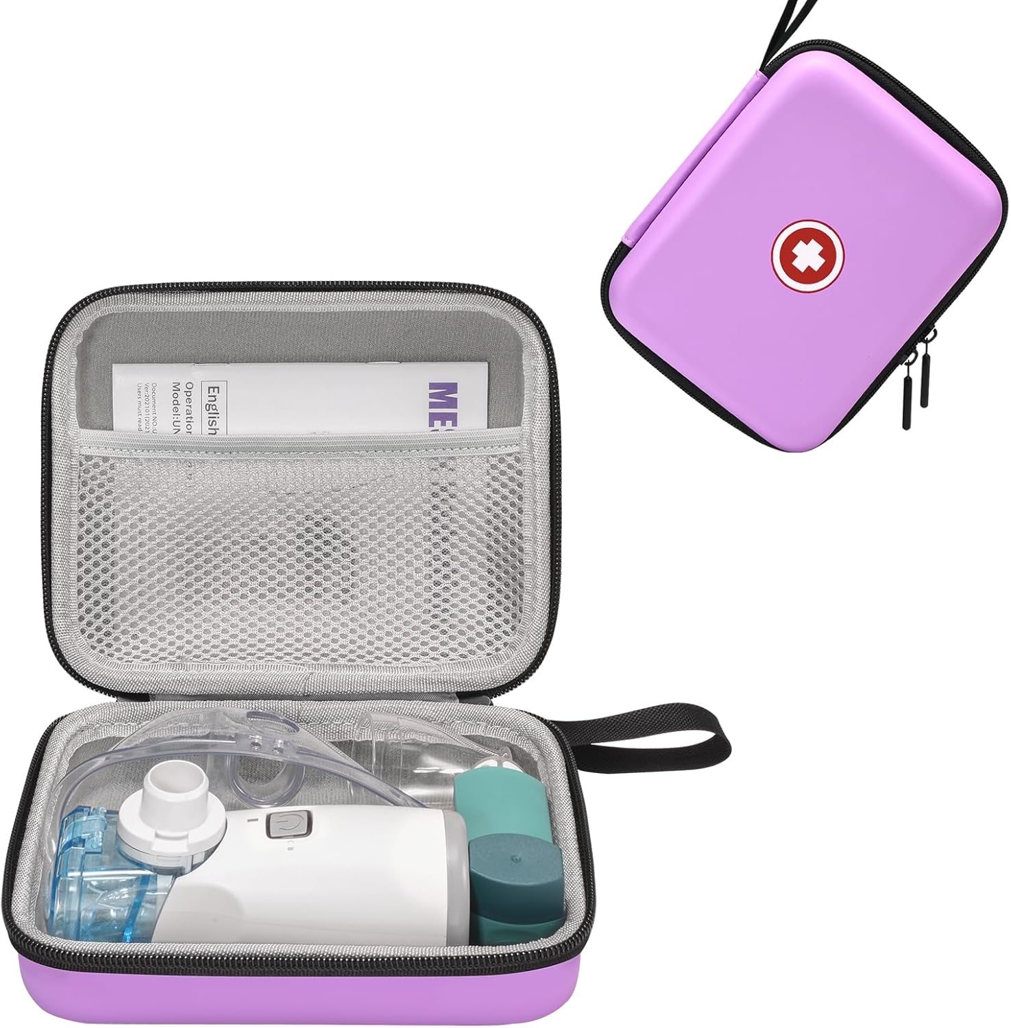 Carrying Case for Portable Nebulizer, Travel Medical Bag, Hard Emergency Medical Bag for Inhaler Spacer Case for Adults(Bag Only) (Purple) - Image 1