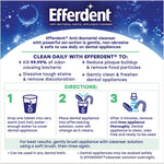 Efferdent cleaning solution bubble action close up view