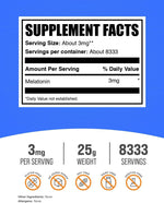 BulkSupplements melatonin sleep aid powder for adults nutrition facts label