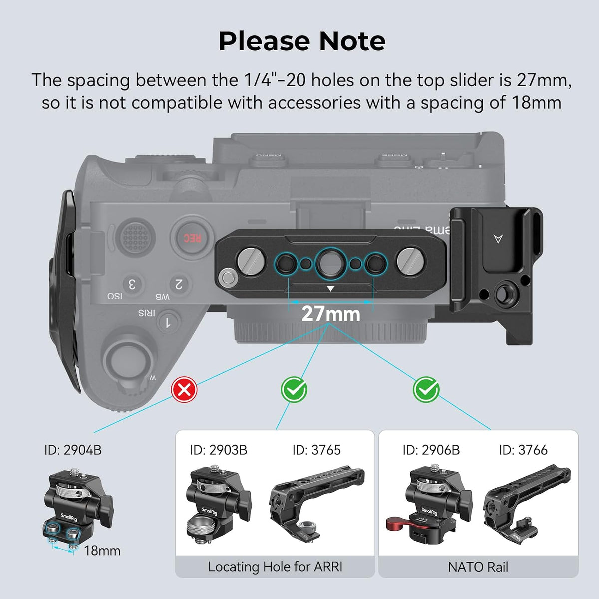 SmallRig Cage for Sony FX30 FX3 FX3A with Cable Clamp for HDMI, Classic Bright Black Surface, Included Cold Shoe and NATO Rail, Modular Design Compatible with Original XLR Handle - Image 9