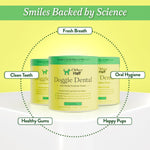 Back label of OTHER HALF dental supplement powder detailing oral health ingredients and postbiotic blend