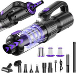 SWMRDN Car Vacuum Portable Cordless front view demonstrating sleek handheld design and purple dustbin.