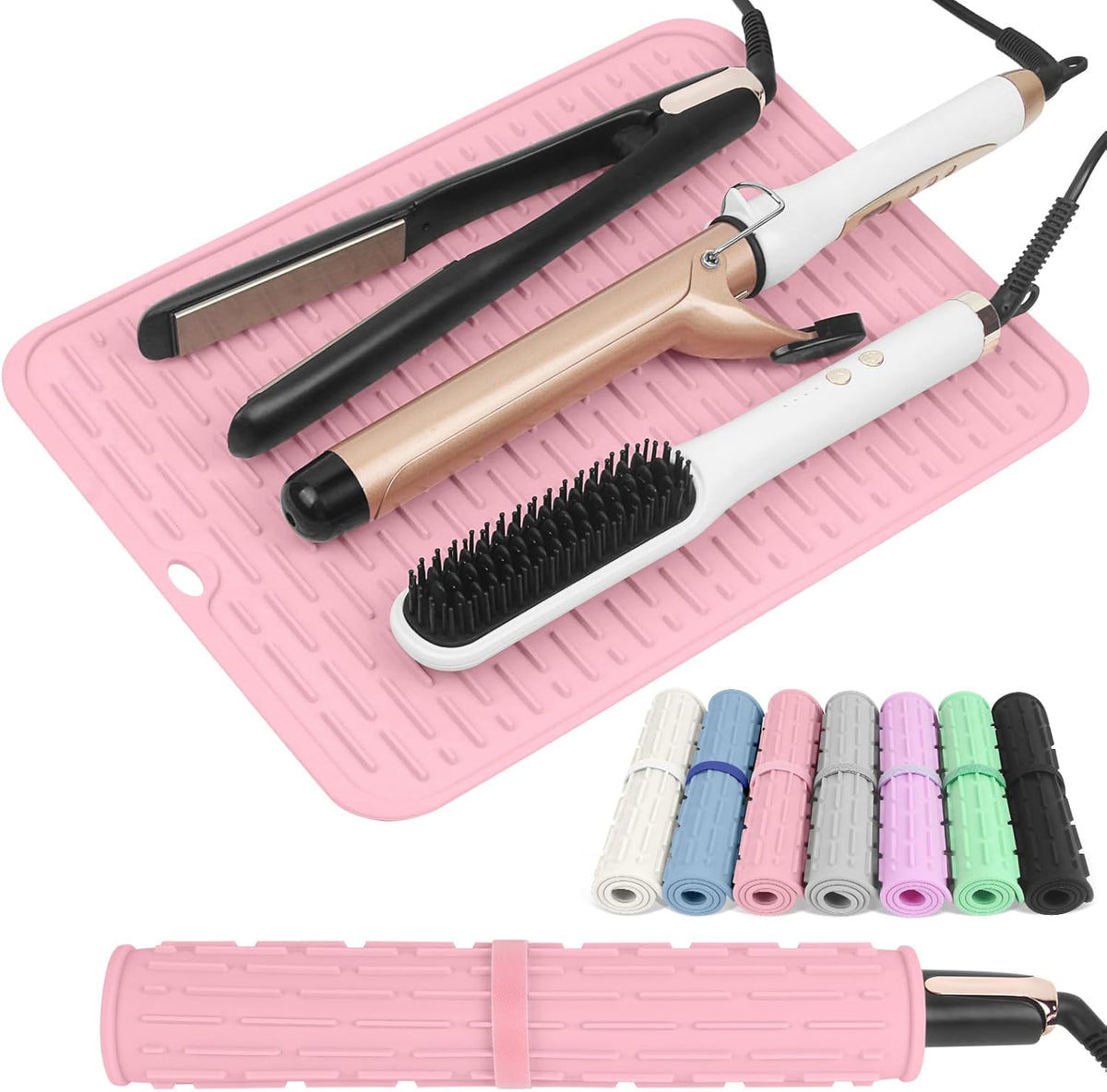 Amijeal oversize silicone heat resistant mat for hair tools front view