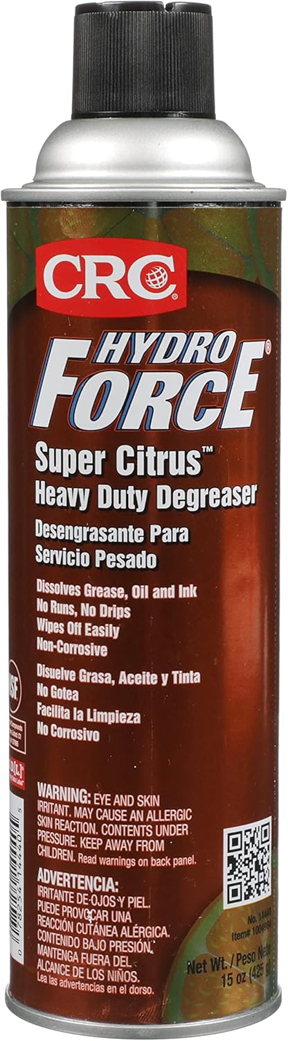 CRC HydroForce Super Citrus Heavy Duty Degreaser front view aerosol can for industrial cleaning jobs