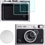 Huipuxiang lens cap and screen protector kit front view showcasing camera accessories