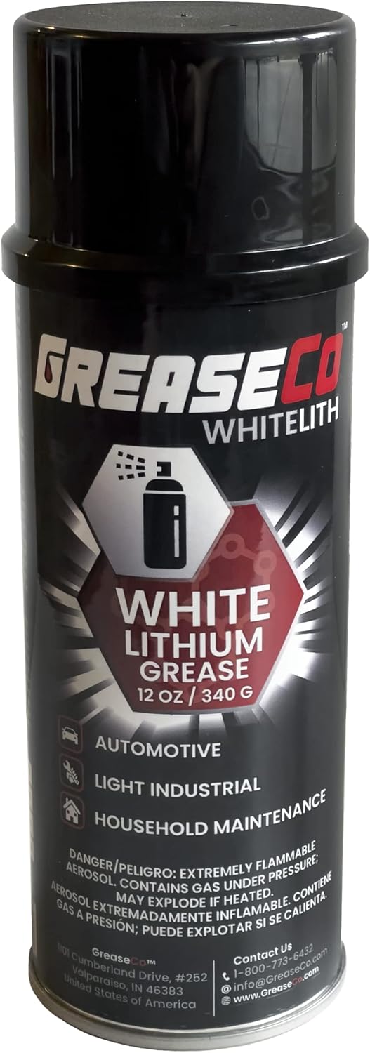 Greaseco White Lithium Aerosol Spray Grease front view for automotive maintenance