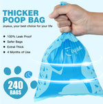 Extra thick leak proof doggy waste bags by Joyeux being pulled from a leash dispenser.
