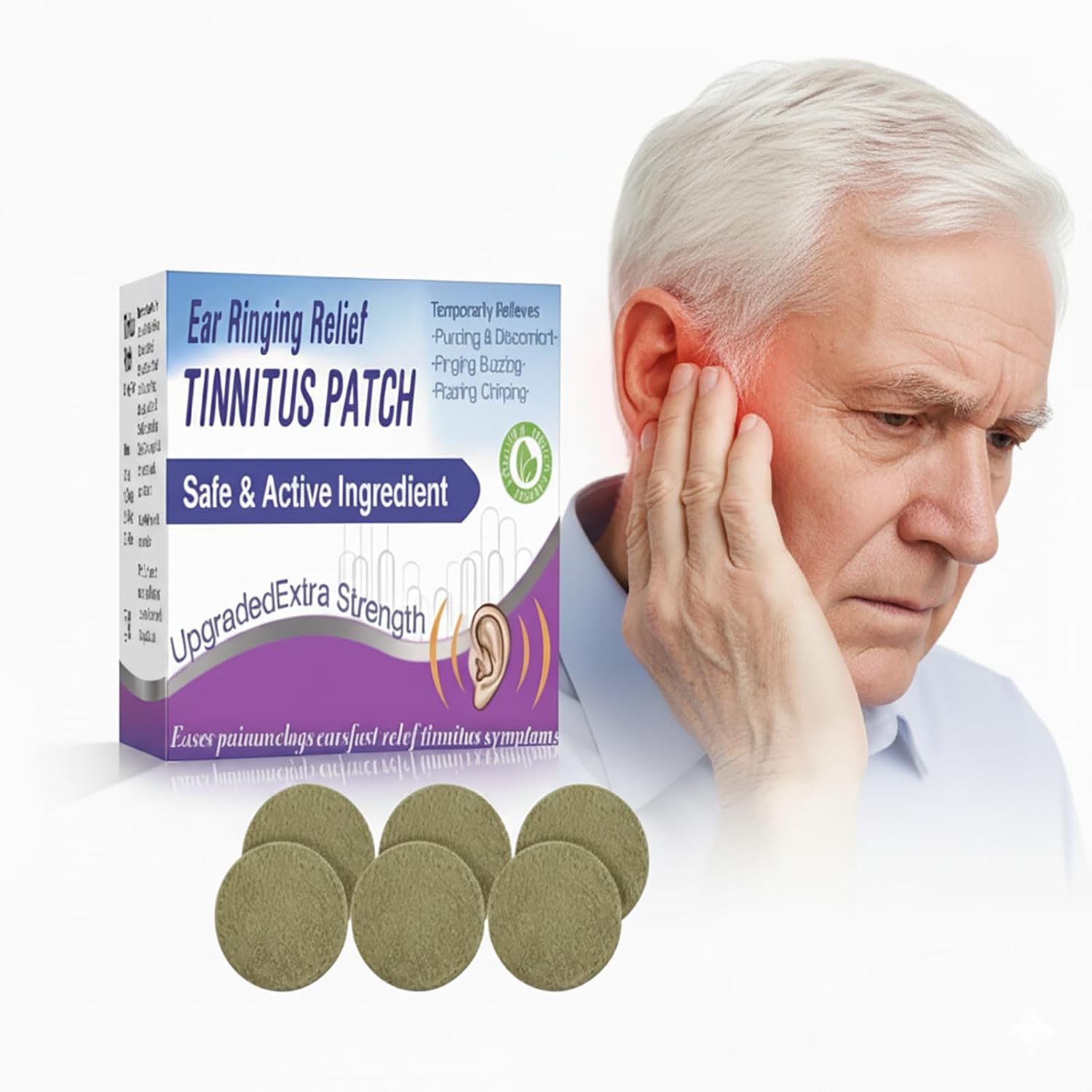 Tinnitus Relief for Ringing Ears, 50 PCS Tinnitus Relief Patch for Reduces Tinitus Discomfort, Ear Ringings, Buzzing Noise, Natural Ingredients & Non-Invasive, Easy to Use for Women Men - Image 1