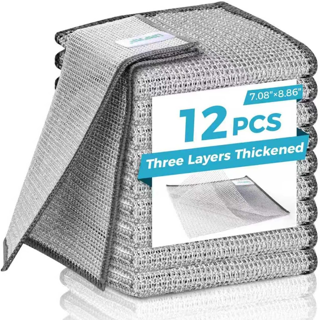 Forggon three layer metal wire dish cloth pack front view kitchen cleaning rag