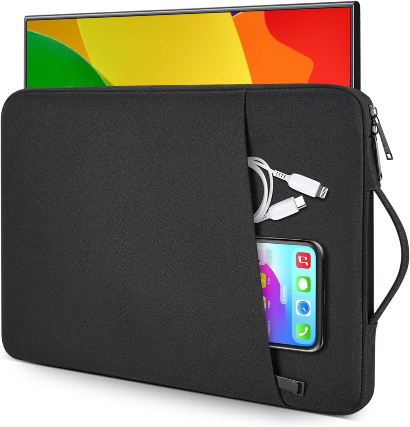 imComor portable monitor case 15.6 inch front view black protective sleeve