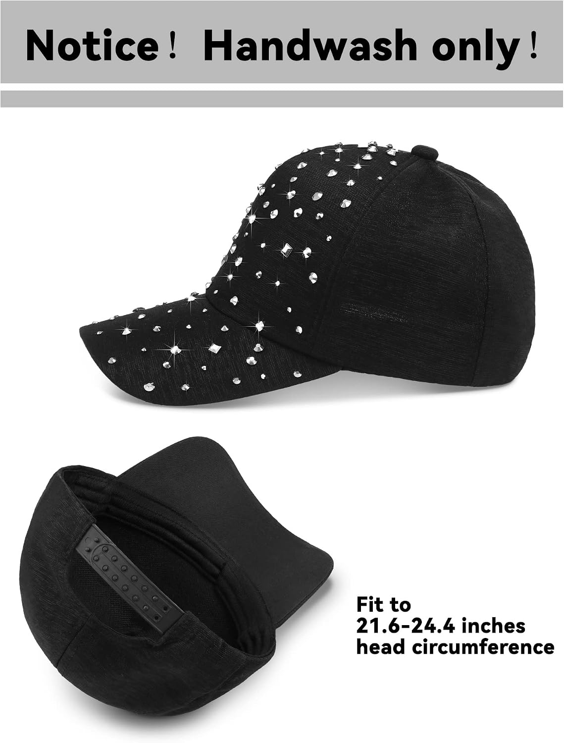 Loopeer rhinestone baseball cap side profile