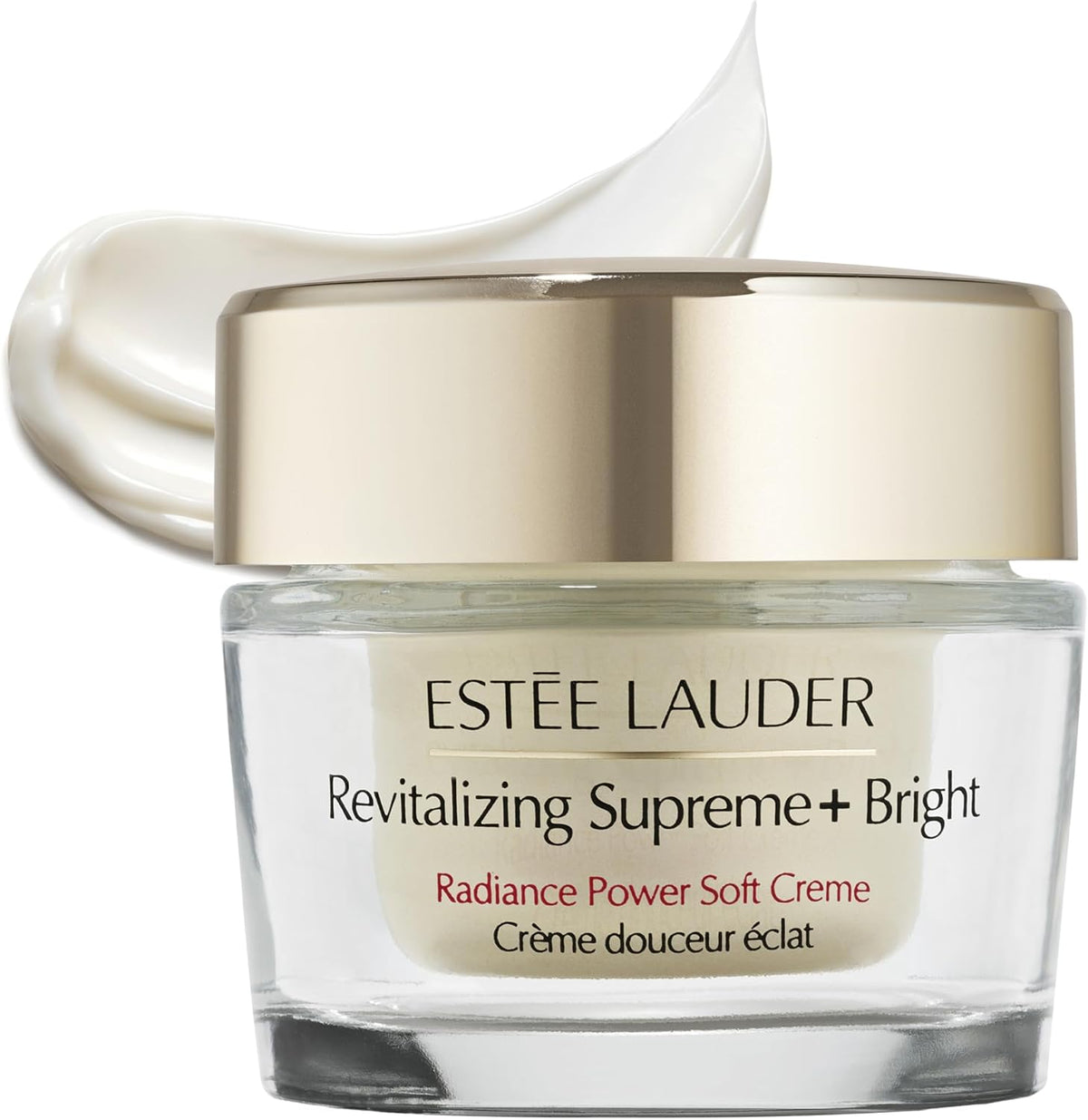 Estee Lauder Revitalizing Supreme+ Bright Radiance Power Soft Cream front view showing gold cap