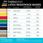 Theraband workout band box label and branding overview