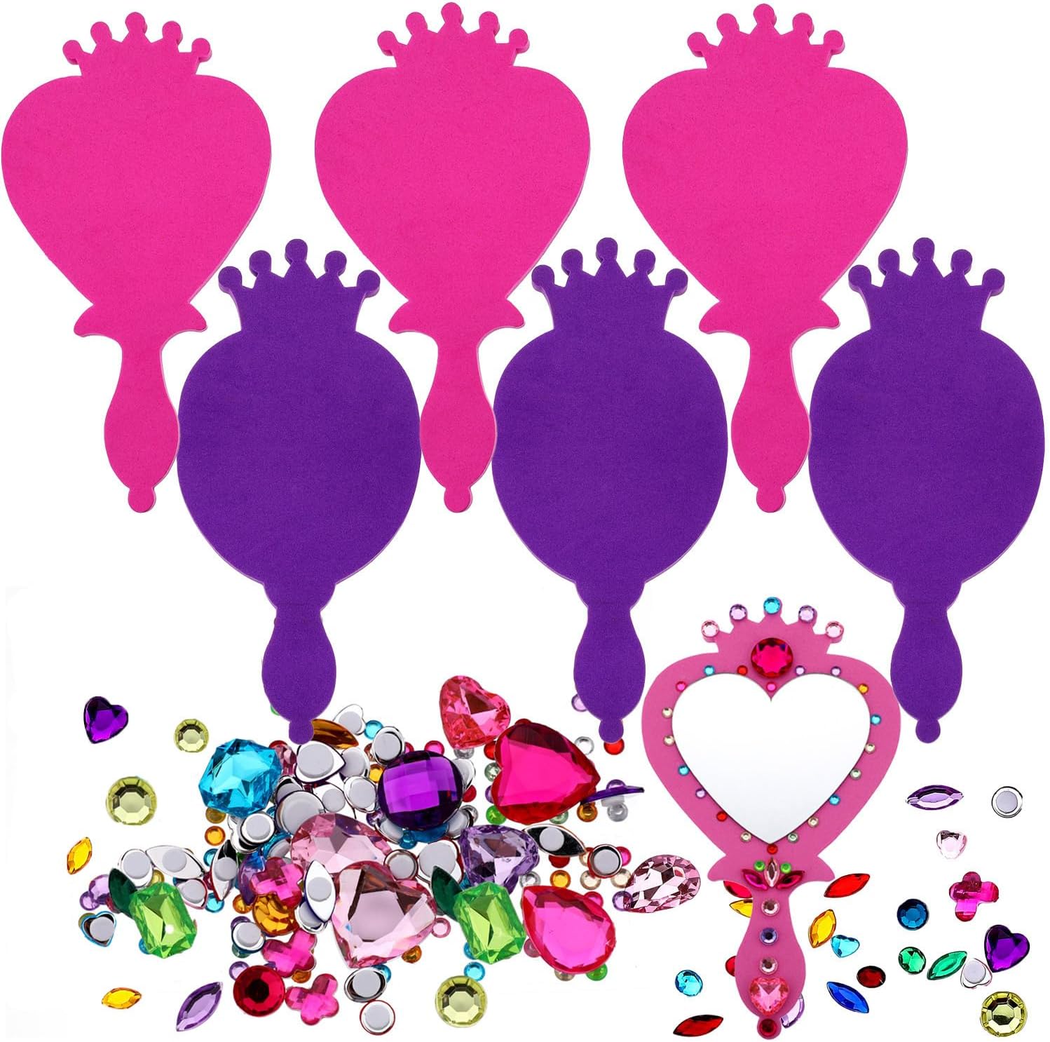 RICHNESS Princess Foam Mirrors craft kit front packaging view featuring colourful DIY mirror templates.