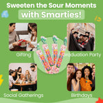 DDI Smarties X-treme Sour Candies showing the colorful variety of tangy tablet candies outside the wrapper.