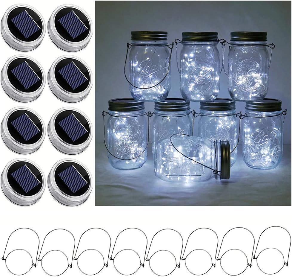 30LED Solar Mason Jar Lights, 8 Pack Jar Lid String Lights (No Jars), Waterproof Fairy Firefly Light for Garden, Patio, Outdoor, Yard, Lawn Decor(8 Colors) - Image 10