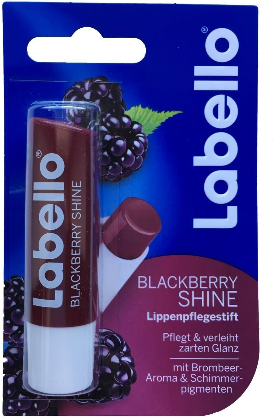 Labello Blackberry Shine Lip Balm ingredients and product packaging details