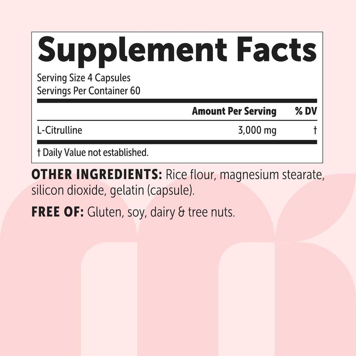Micro Ingredients L-Citrulline supplement facts nutrition label
