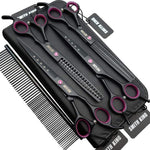 Smithking professional dog grooming scissors set front view of matte black shears