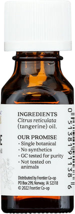 Aura Cacia tangerine essential oil close up of purity certification details