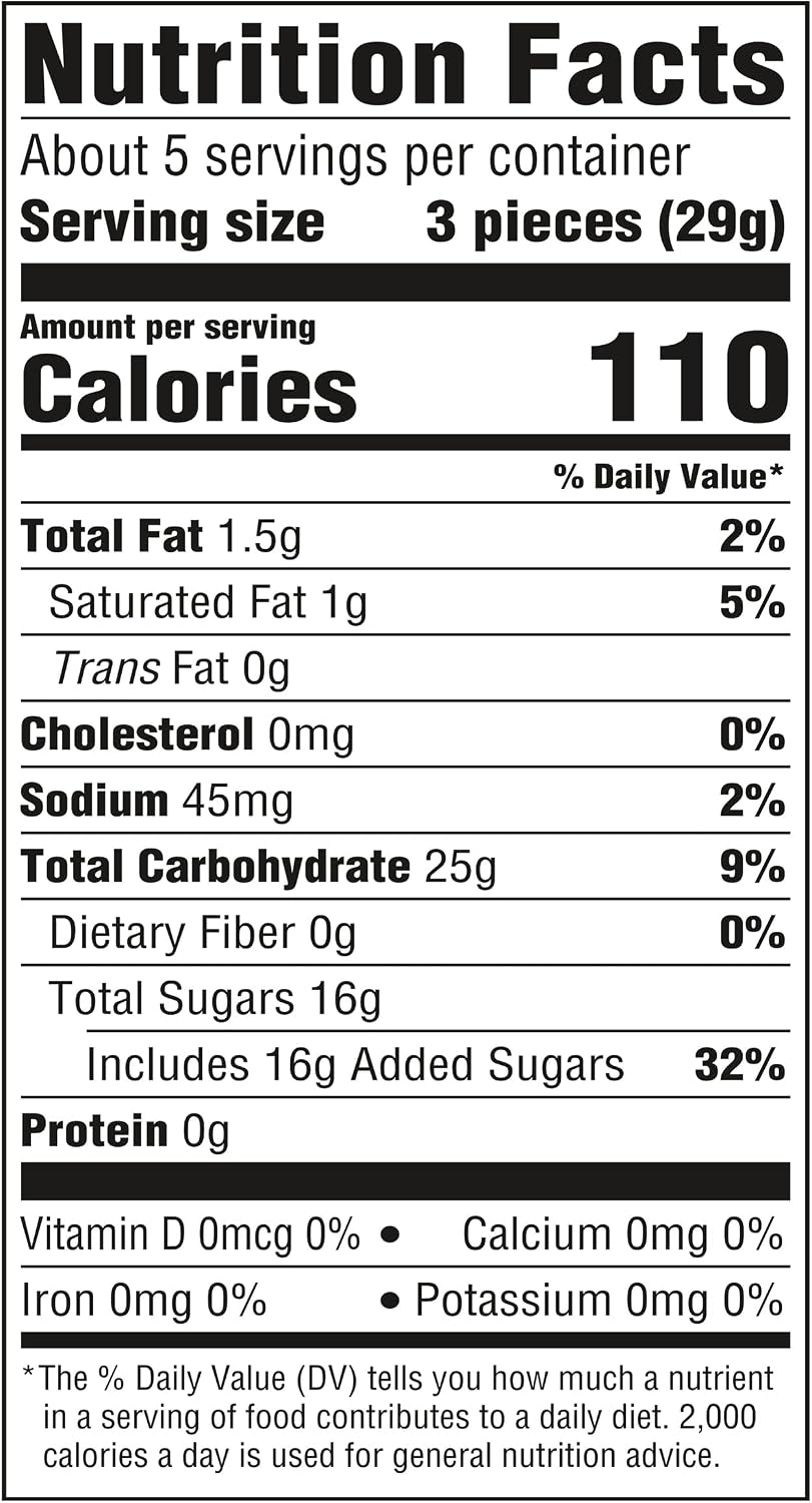 Laffy Taffy Fruit Combos 6 Ounce bag nutrition facts and ingredients label