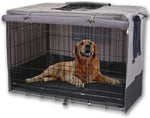 Rachmi privacy dog crate cover 42 inch front view for wire pet kennel.