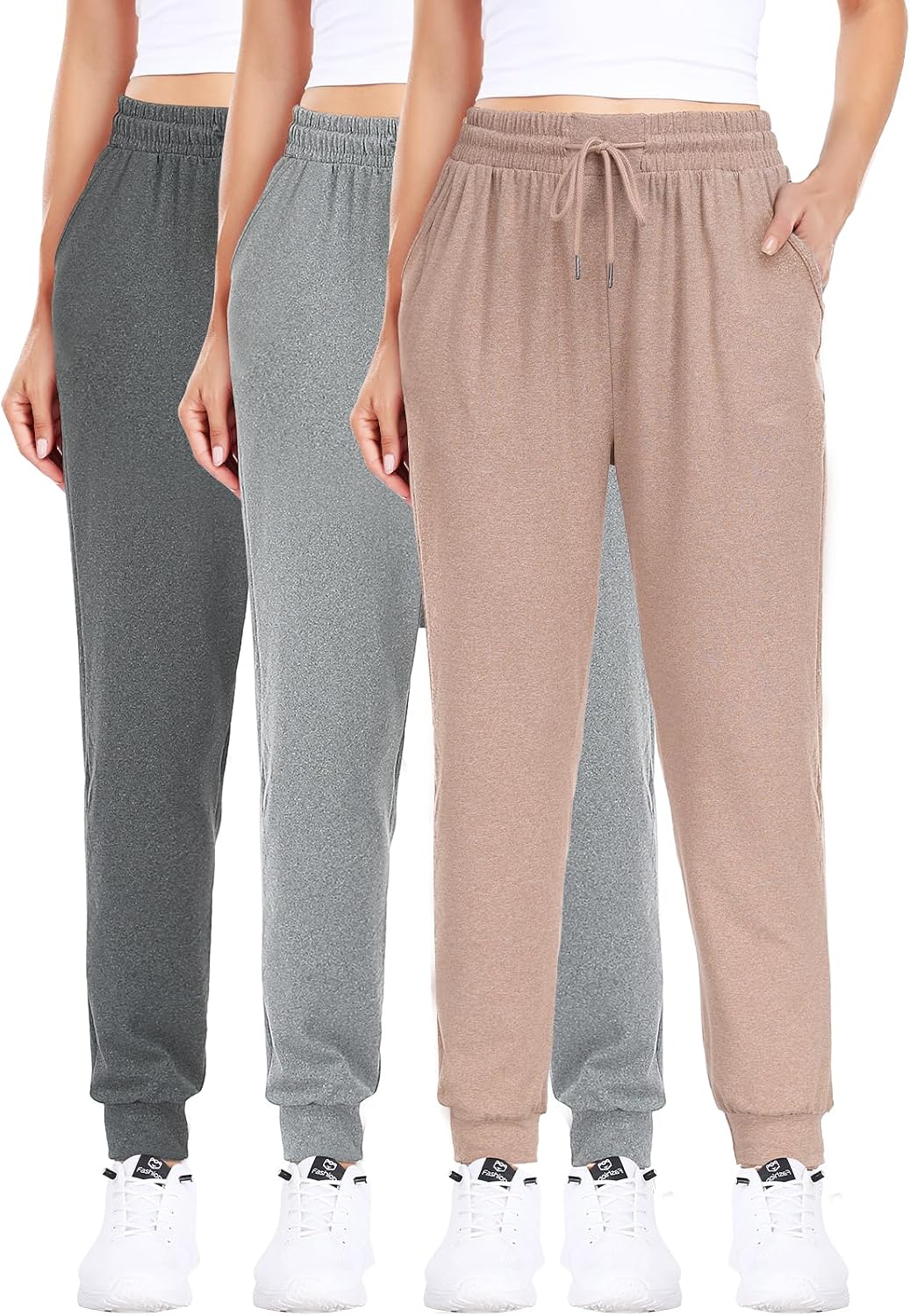 3Pack Joggers for women, Women sweatpants with pockets lounge casual pants | 2 PocketsBreathable,Stretchy Fabric,Adjustable Drawstring,Soft Skin-FriendlyComfy Yoga Workout Pants - Image 10