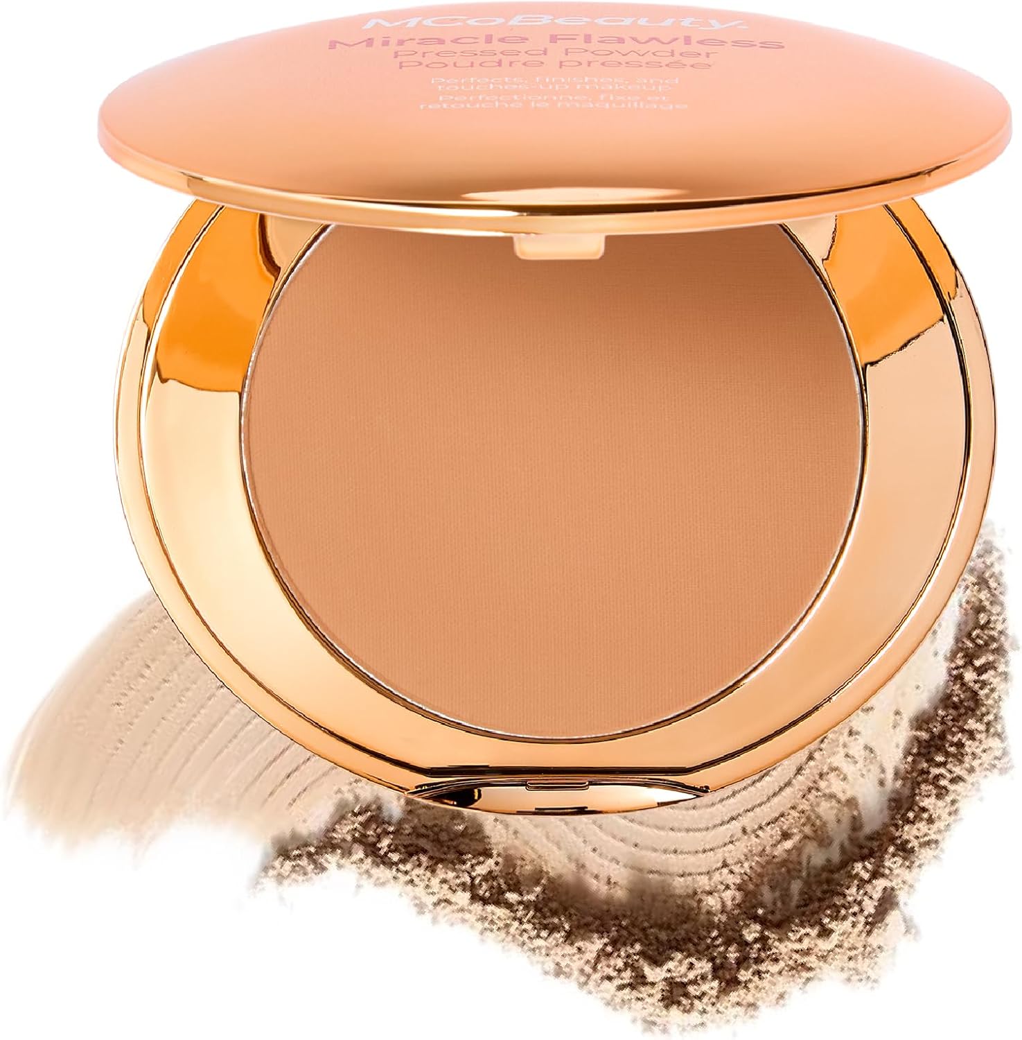 MCoBeauty Miracle Flawless Pressed Powder front view compact for setting makeup