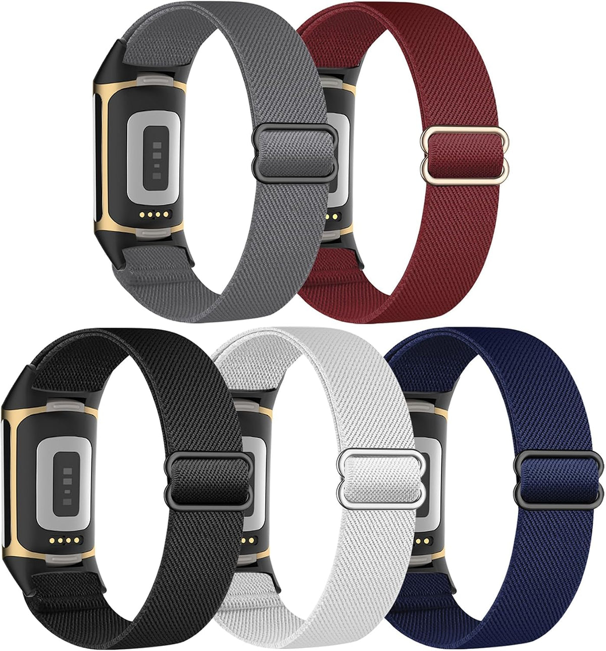 5 Pack Stretchy Nylon Compatible with Fitbit Charge 6 Bands/Fitbit Charge 5 Bands for Women Men, Elastic Adjustable Straps Sport Replacement Wristbands for Fitbit Charge 5/6 Watch - Image 10
