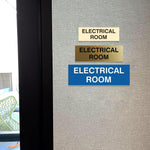 All Quality medium electrical room sign showing laser engraved lettering