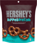 Hershey's dipped pretzels bag side profile showing 240 grams weight