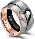 ANAZOZ couple promise ring front view showcasing heart design