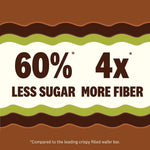Close up of the Rip Van Dubai chocolate wafer bar displaying the low sugar nutritional highlights.