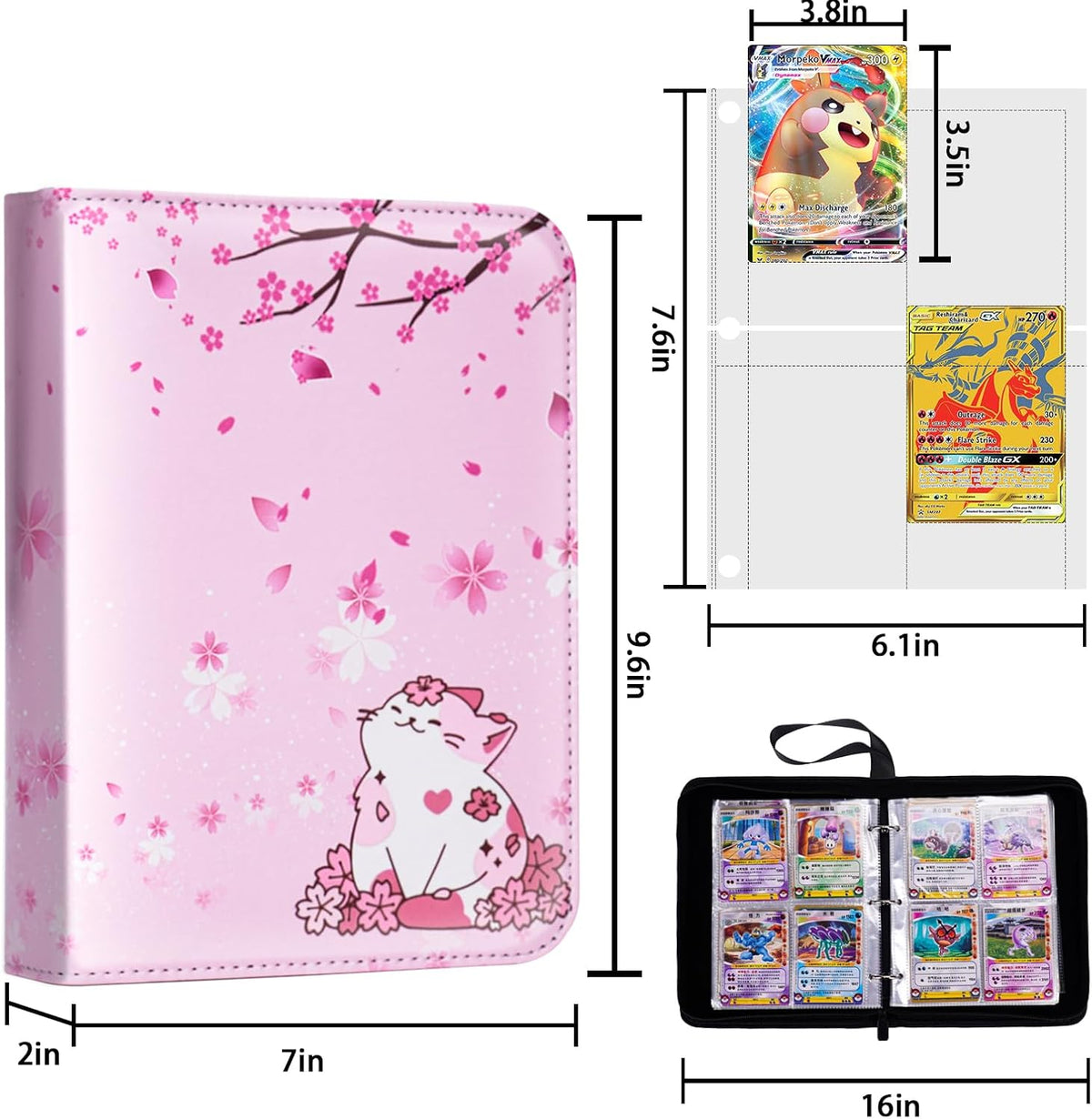 CLOKORIA pink card album closeup of 4 pocket layout
