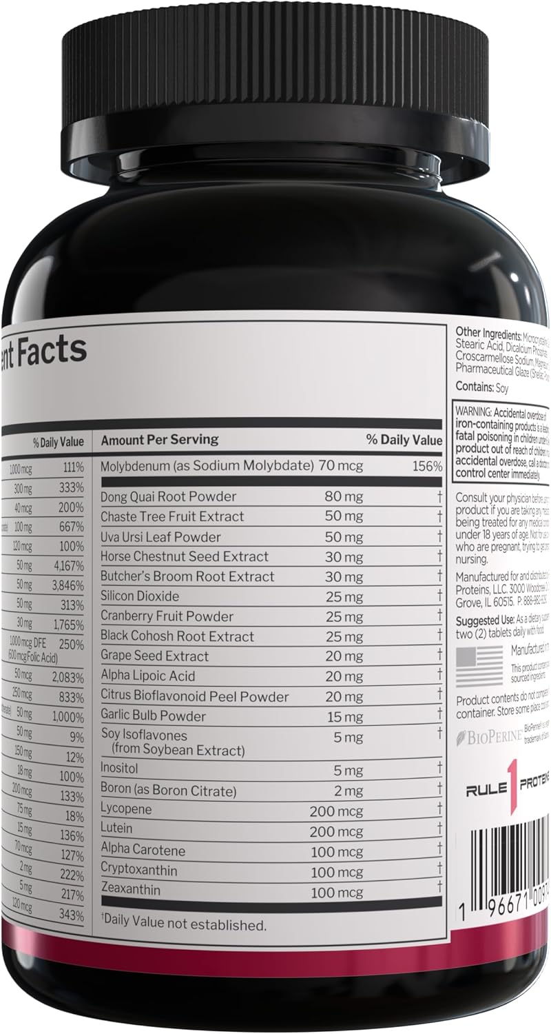 Rule One Women's Multi supplement facts nutrition panel