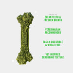 Minties dental dog chews showing the unique texturing with specialized bumps and divots.