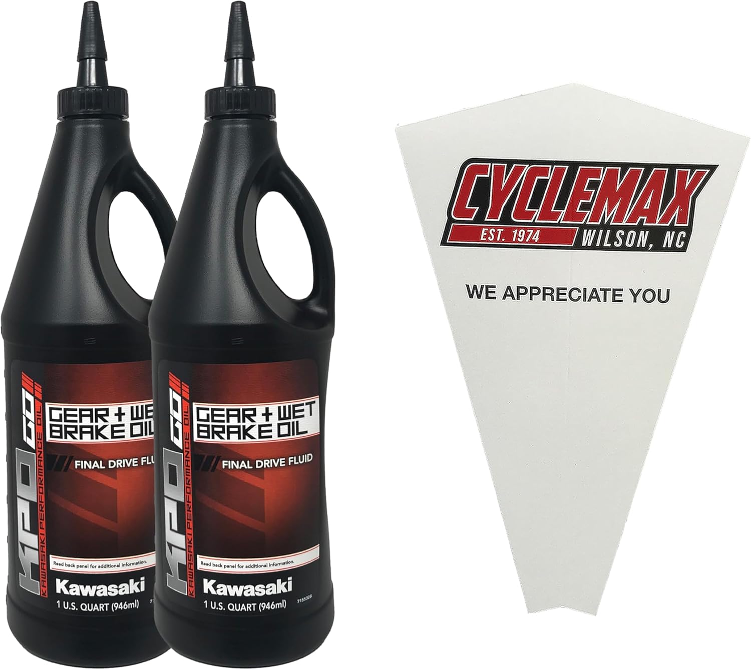 Cyclemax Kawasaki compatible KPO gear and wet brake oil twin pack front view
