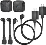 Delilyn weatherproof power cable and adapter kit front view showing two flat extension cords for security cameras.